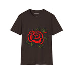 Red Rose Graphic T-Shirt | Minimal Tattoo Style Rose Tee | Classic Floral Streetwear