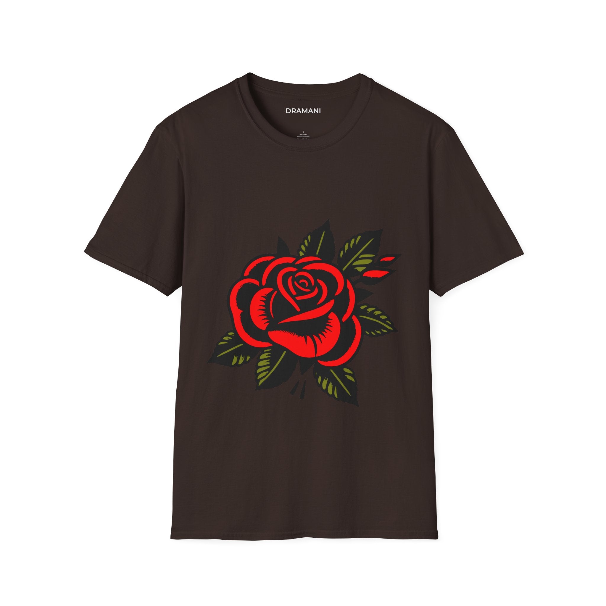 Red Rose Graphic T-Shirt | Minimal Tattoo Style Rose Tee | Classic Floral Streetwear