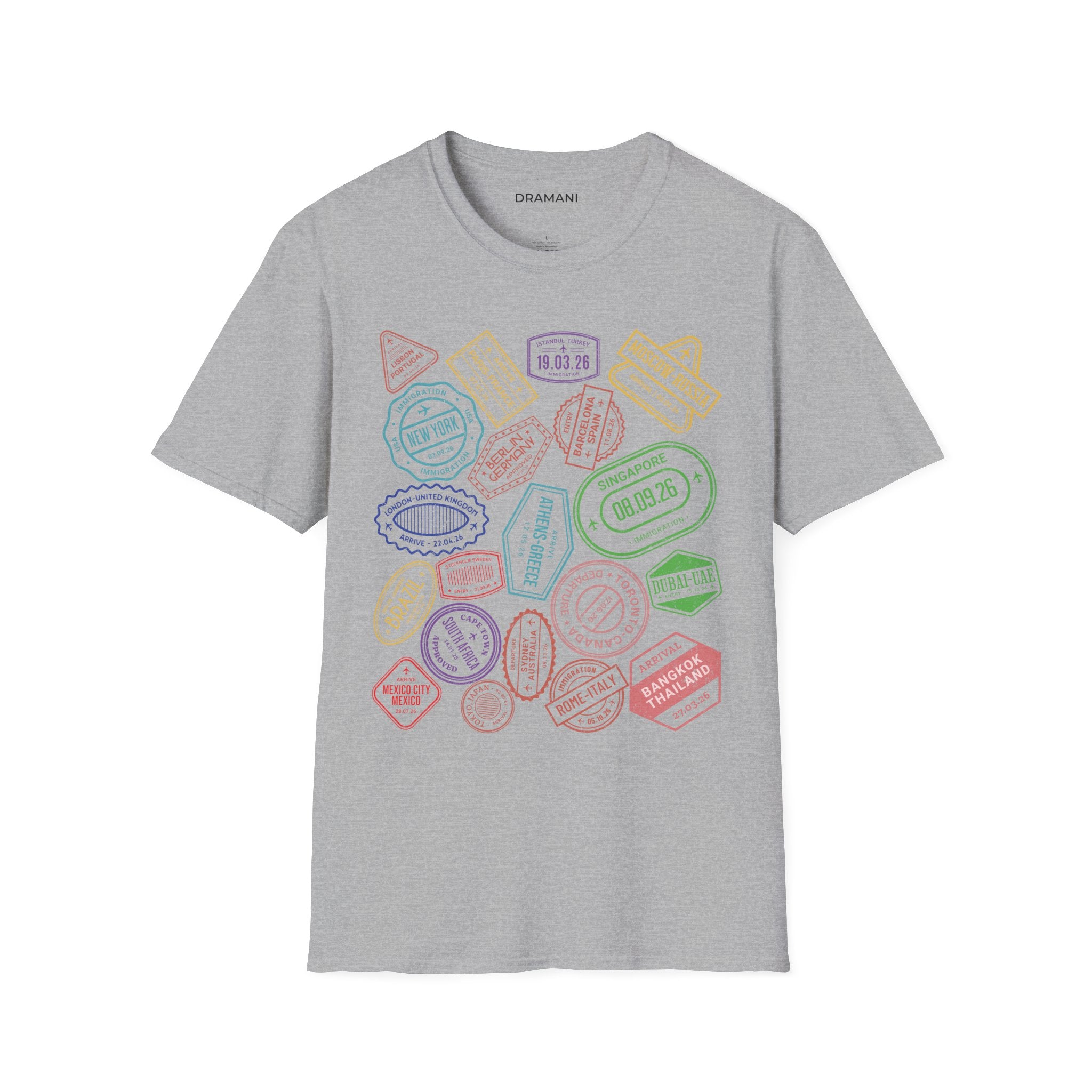 Passport Stamp Travel T-Shirt | Front & Back Adventure Graphic Tee