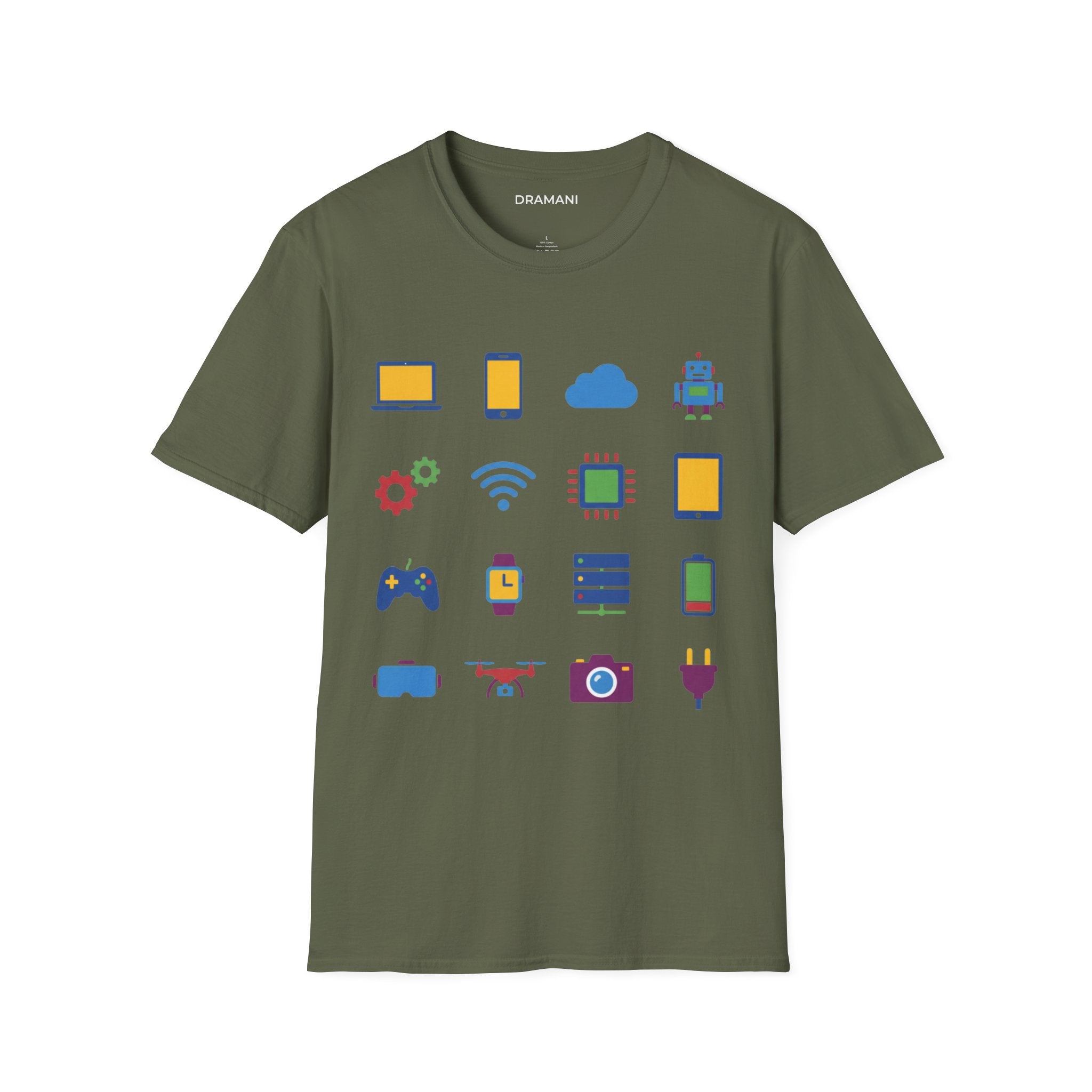 Tech Icons Graphic T-Shirt | Digital Lifestyle Tee | Minimal Technology Design
