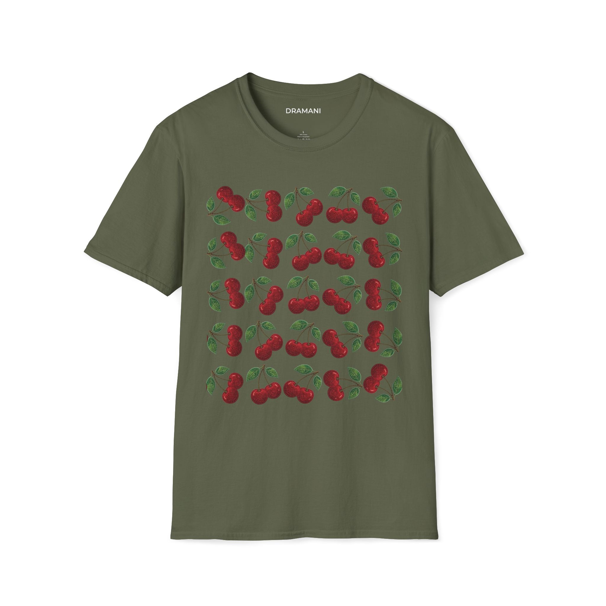 Cherry Pattern Graphic T-Shirt | Aesthetic Fruit Print Tee | Minimal Cute Streetwear