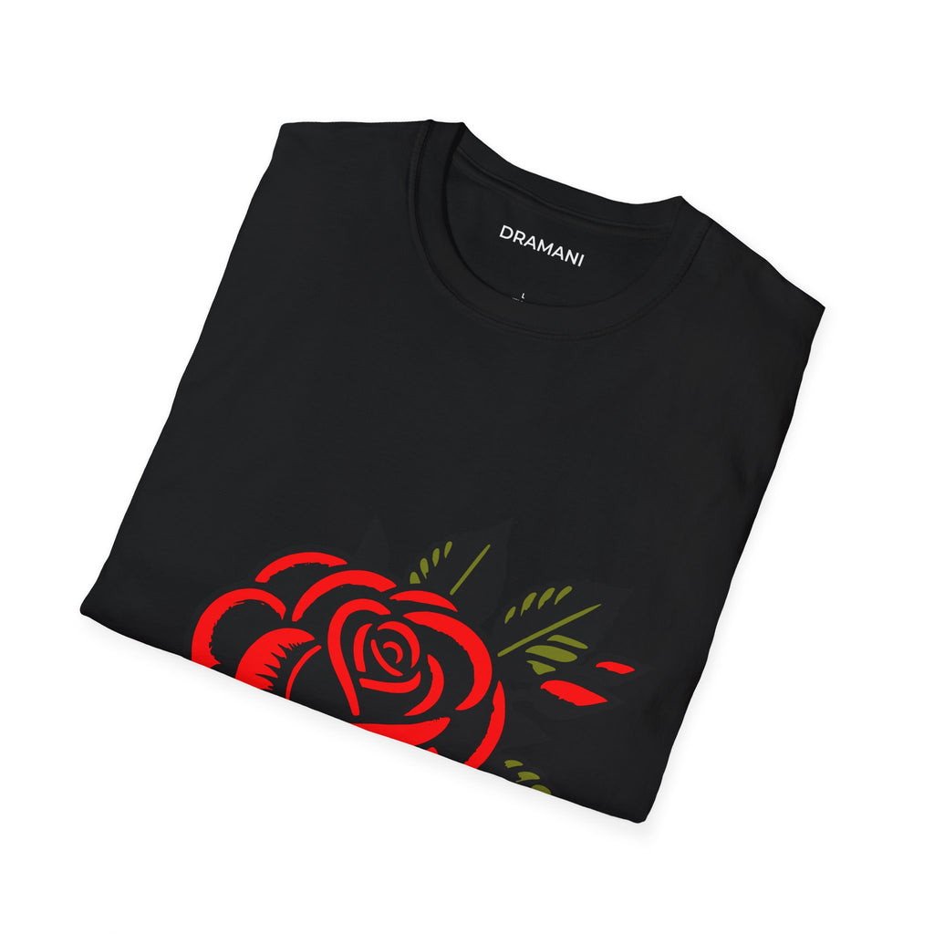 Red Rose Graphic T-Shirt | Minimal Tattoo Style Rose Tee | Classic Floral Streetwear