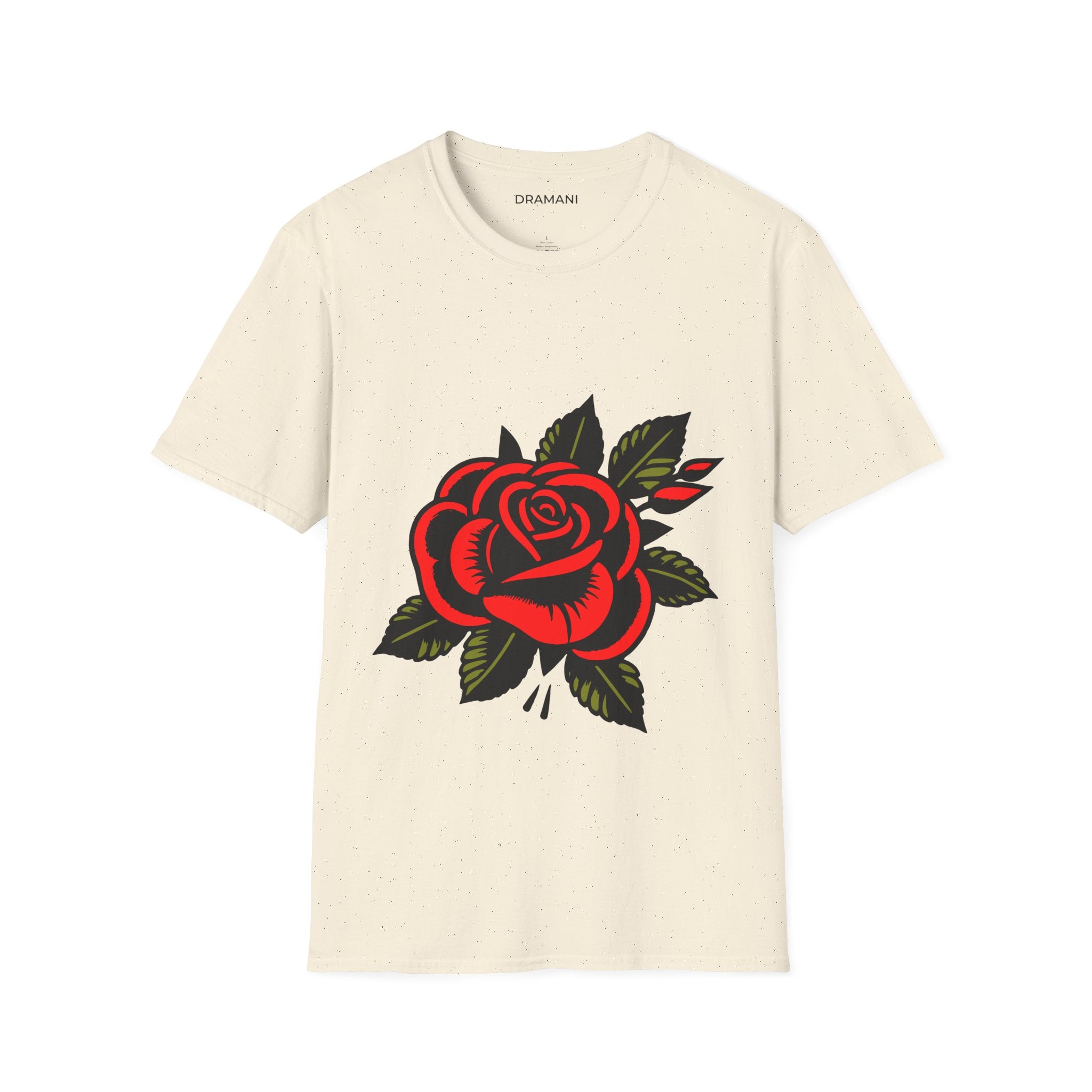Red Rose Graphic T-Shirt | Minimal Tattoo Style Rose Tee | Classic Floral Streetwear