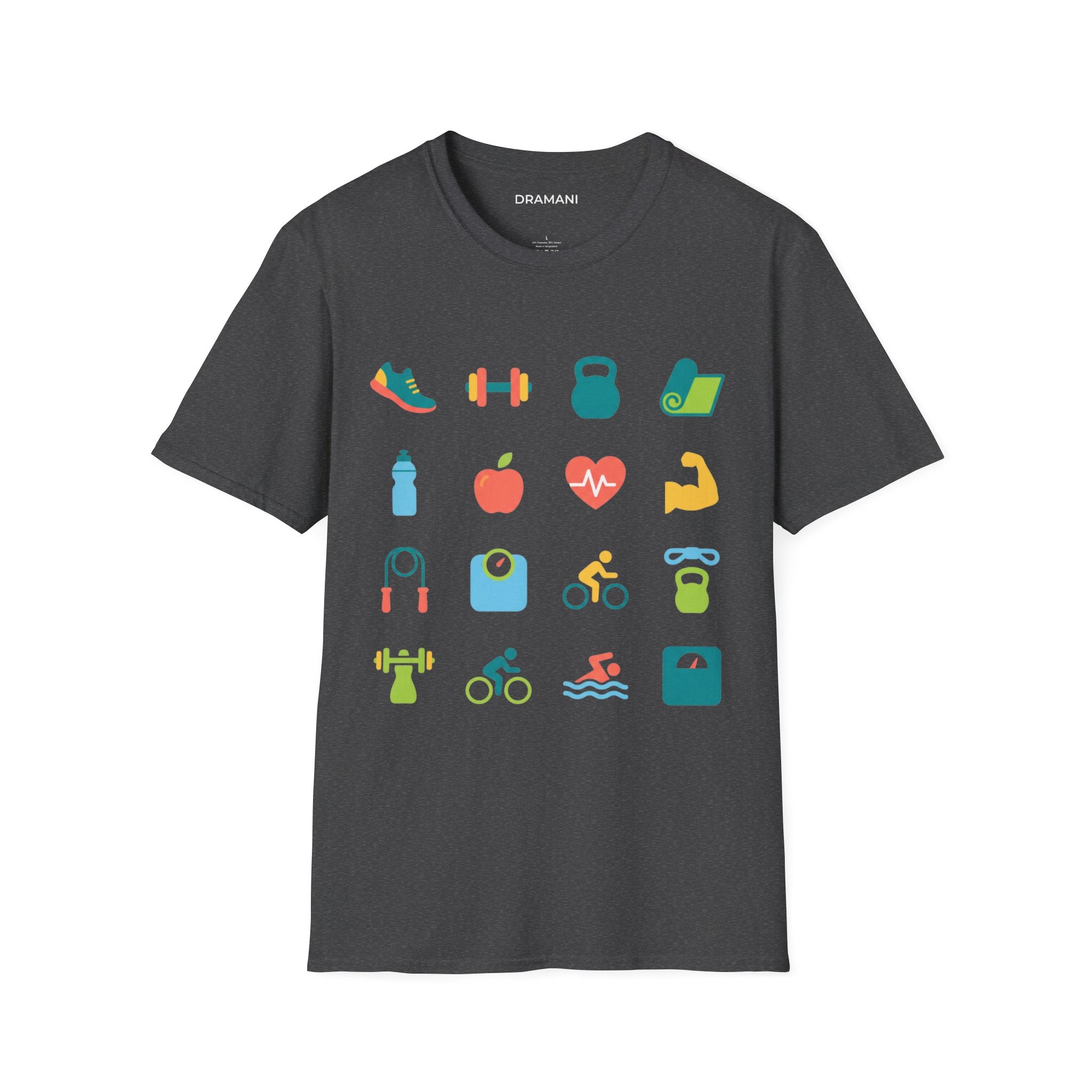 Fitness Icons Graphic T-Shirt | Gym & Health Lifestyle Tee | Workout Motivation Shirt