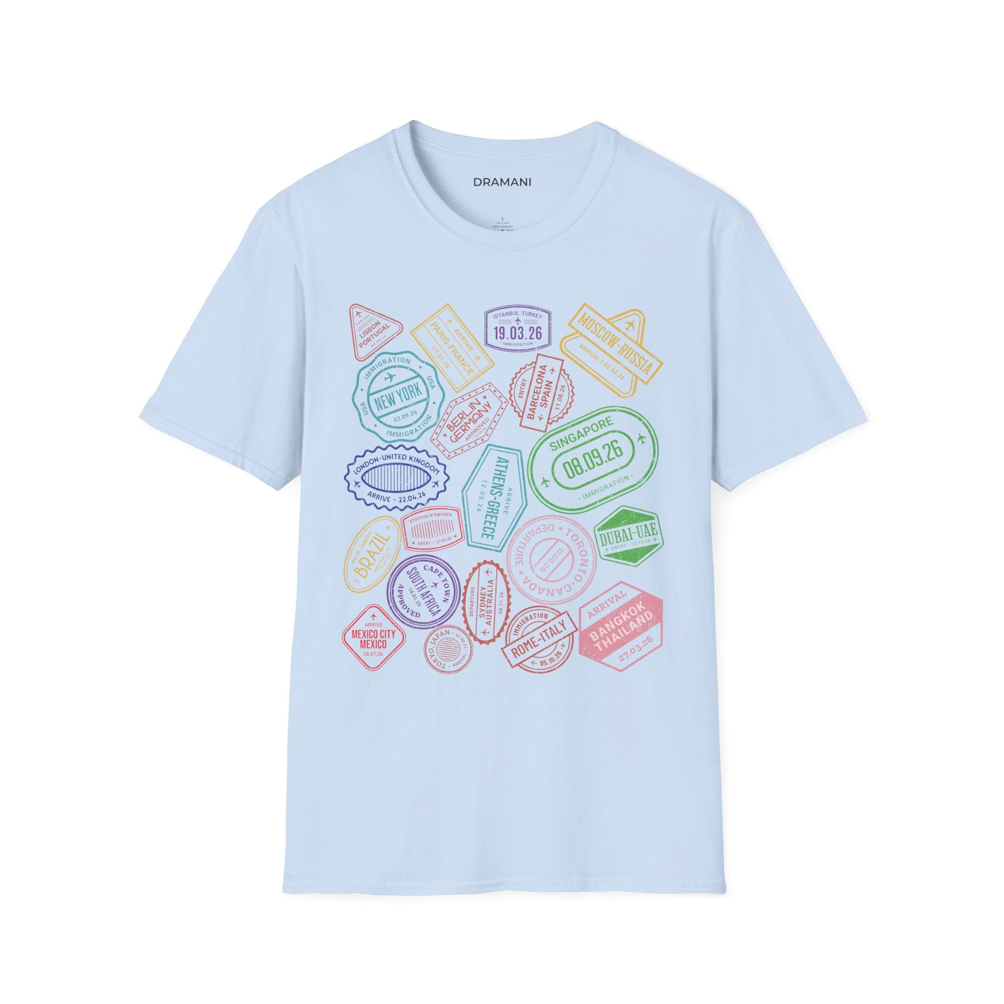 Passport Stamp Travel T-Shirt | Front & Back Adventure Graphic Tee