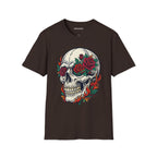 Skull Rose Graphic T-Shirt | Gothic Flame Skull Tee | Tattoo Style Streetwear