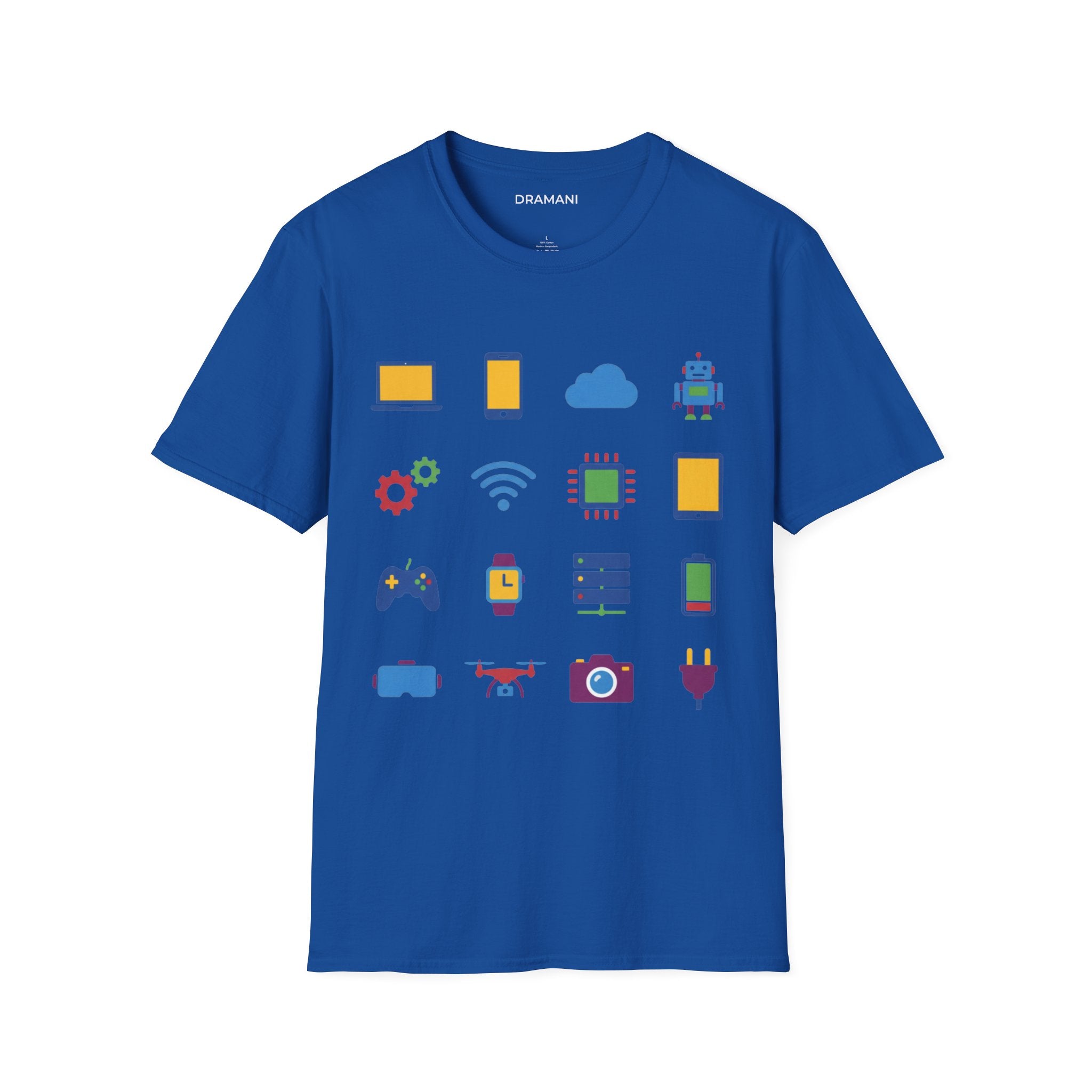 Tech Icons Graphic T-Shirt | Digital Lifestyle Tee | Minimal Technology Design