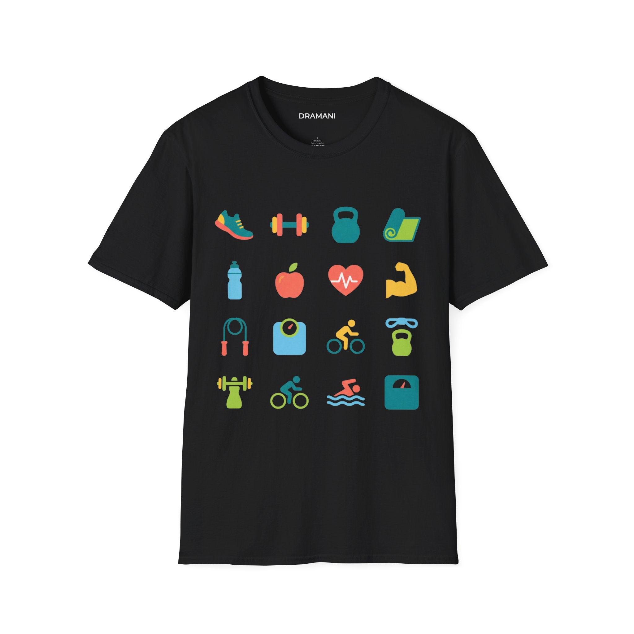Fitness Icons Graphic T-Shirt | Gym & Health Lifestyle Tee | Workout Motivation Shirt