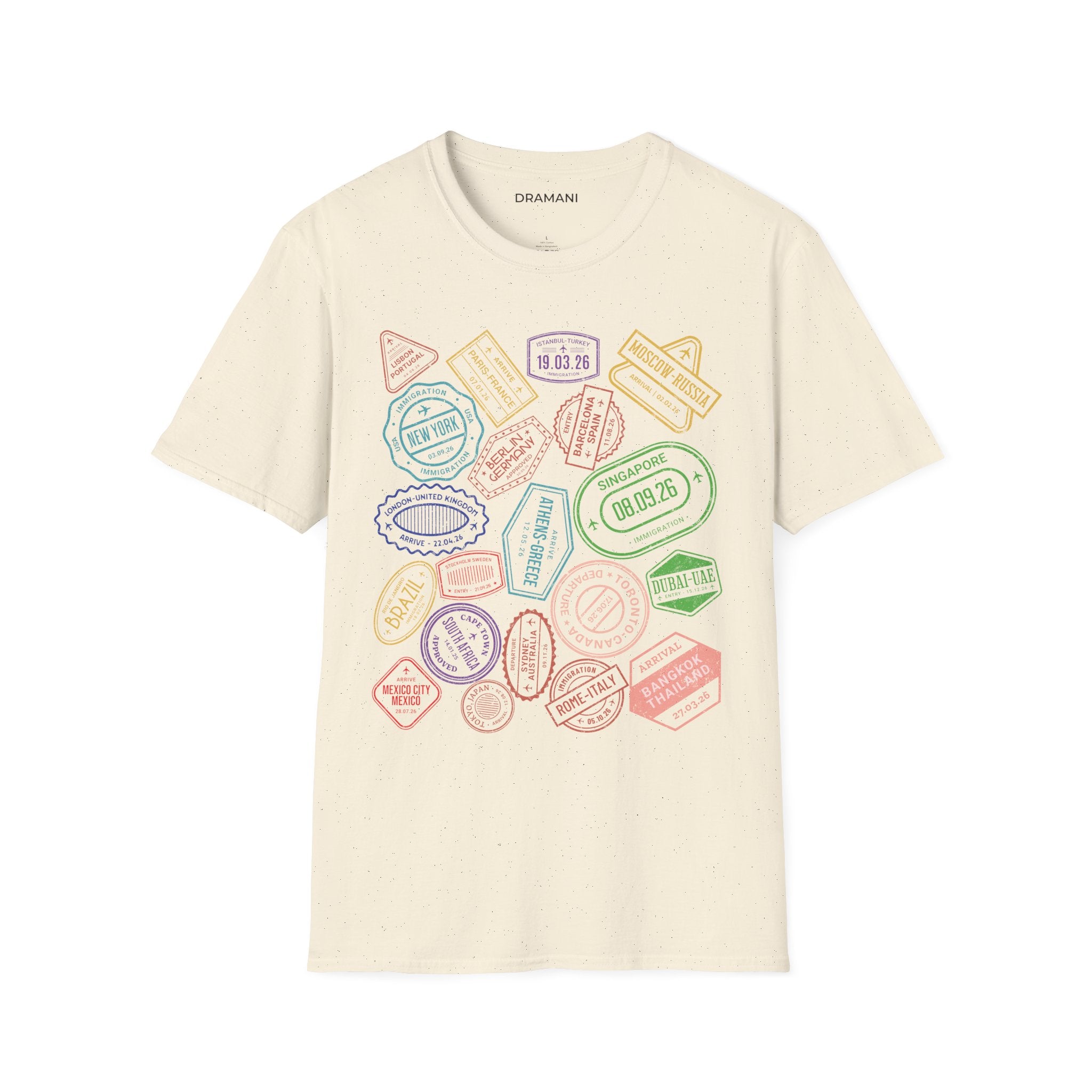 Passport Stamp Travel T-Shirt | Front & Back Adventure Graphic Tee