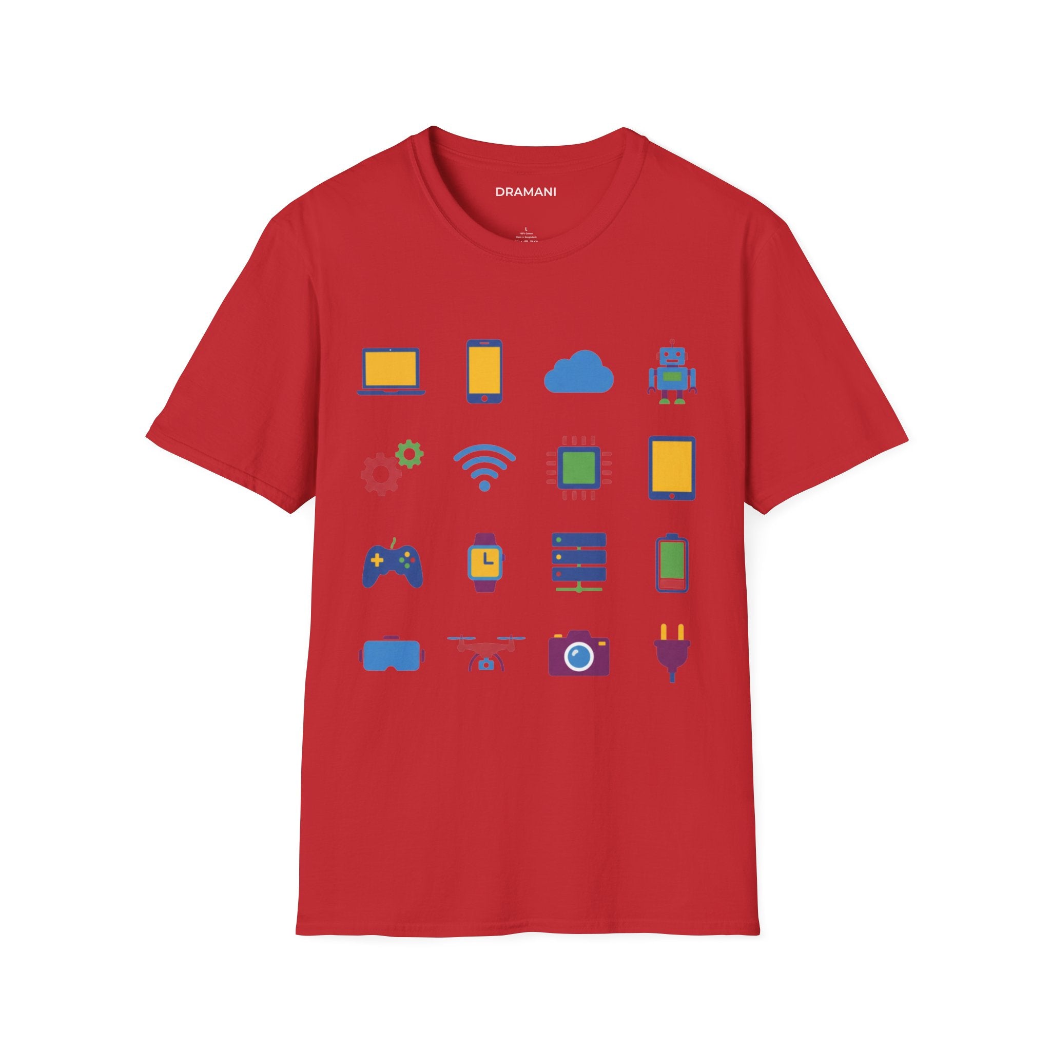 Tech Icons Graphic T-Shirt | Digital Lifestyle Tee | Minimal Technology Design