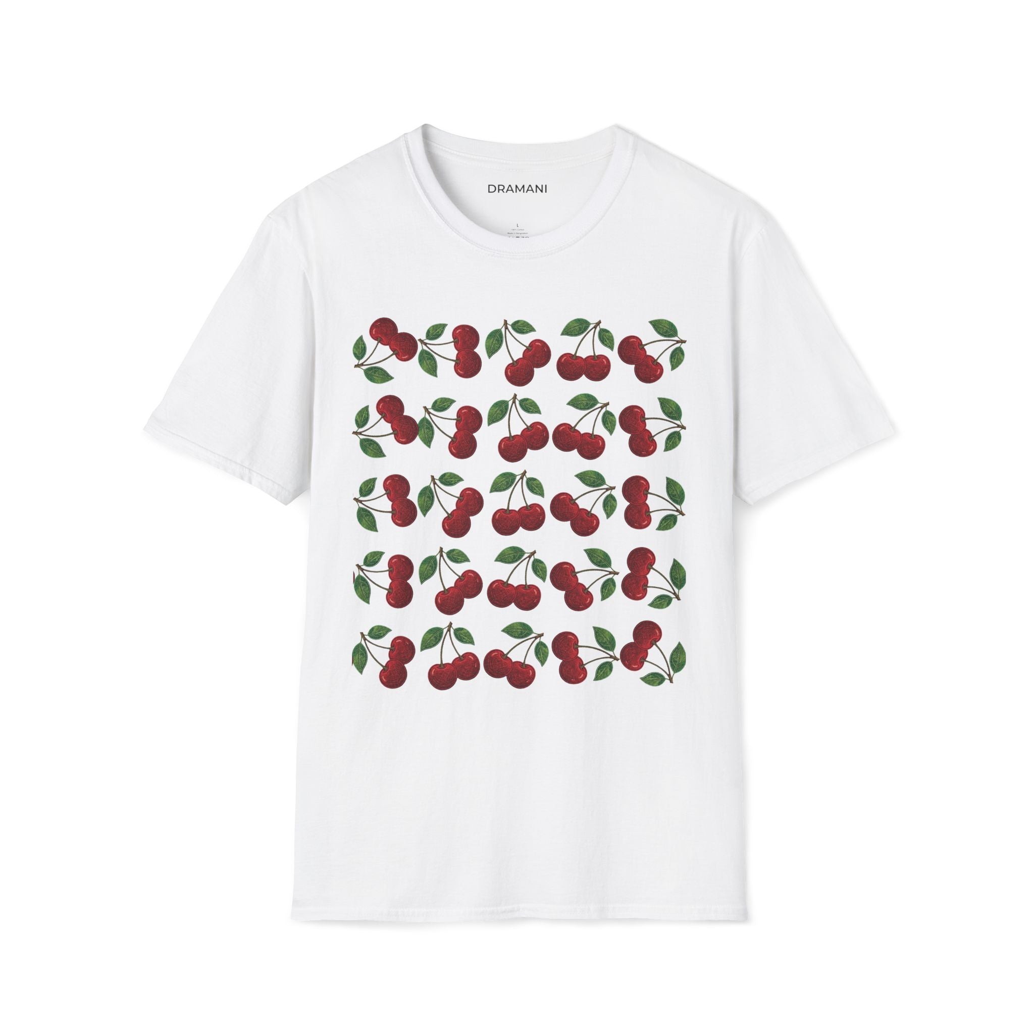 Cherry Pattern Graphic T-Shirt | Aesthetic Fruit Print Tee | Minimal Cute Streetwear