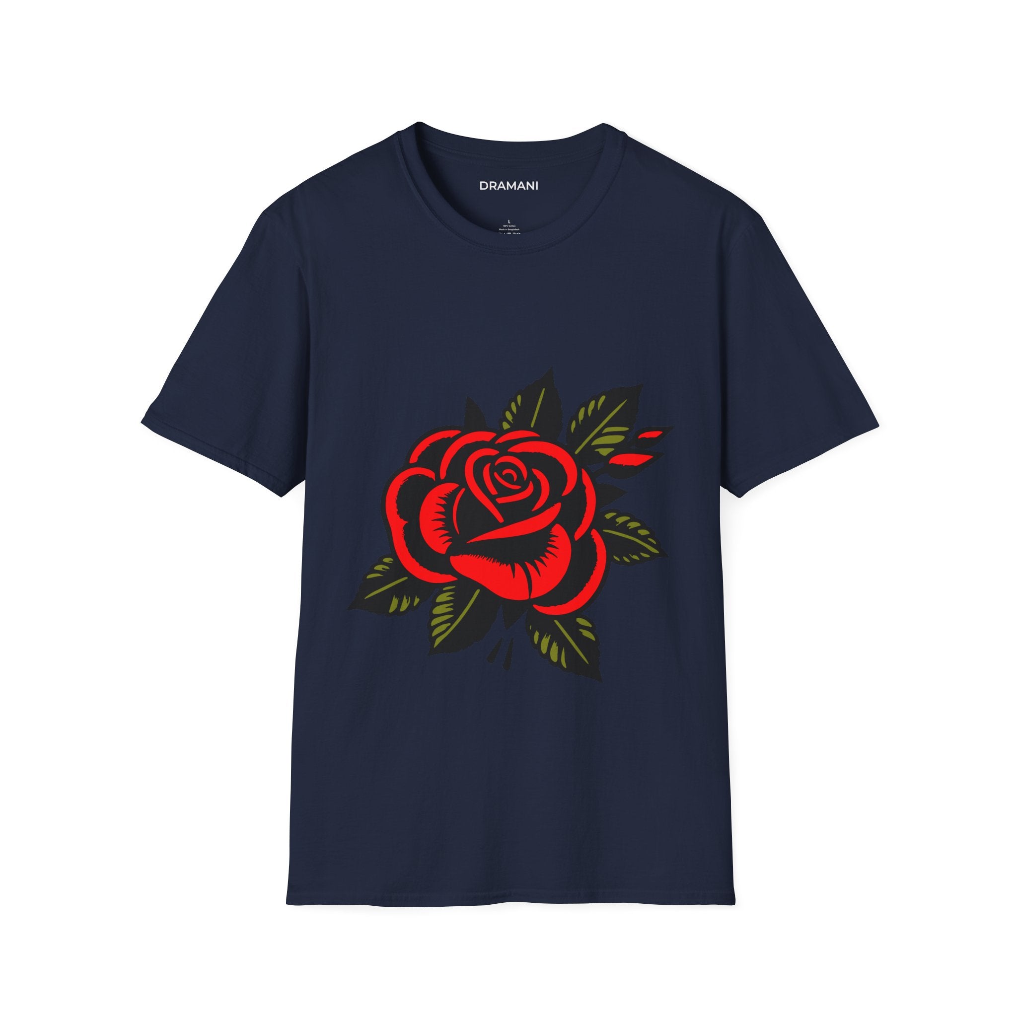 Red Rose Graphic T-Shirt | Minimal Tattoo Style Rose Tee | Classic Floral Streetwear
