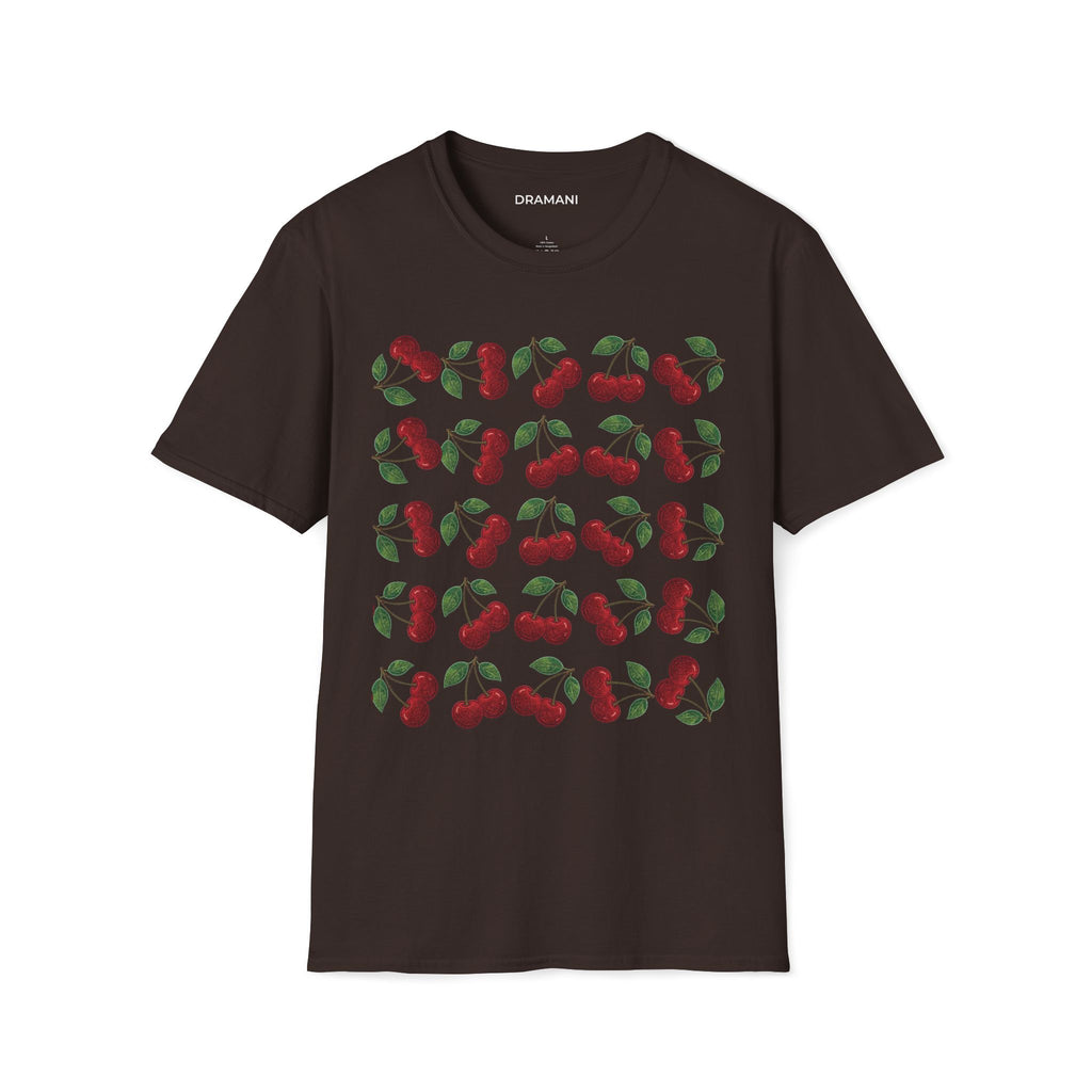 Cherry Pattern Graphic T-Shirt | Aesthetic Fruit Print Tee | Minimal Cute Streetwear
