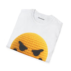 Evil Smiley Face Graphic T-Shirt | Crochet Texture Emoji Tee | Edgy Streetwear Shirt