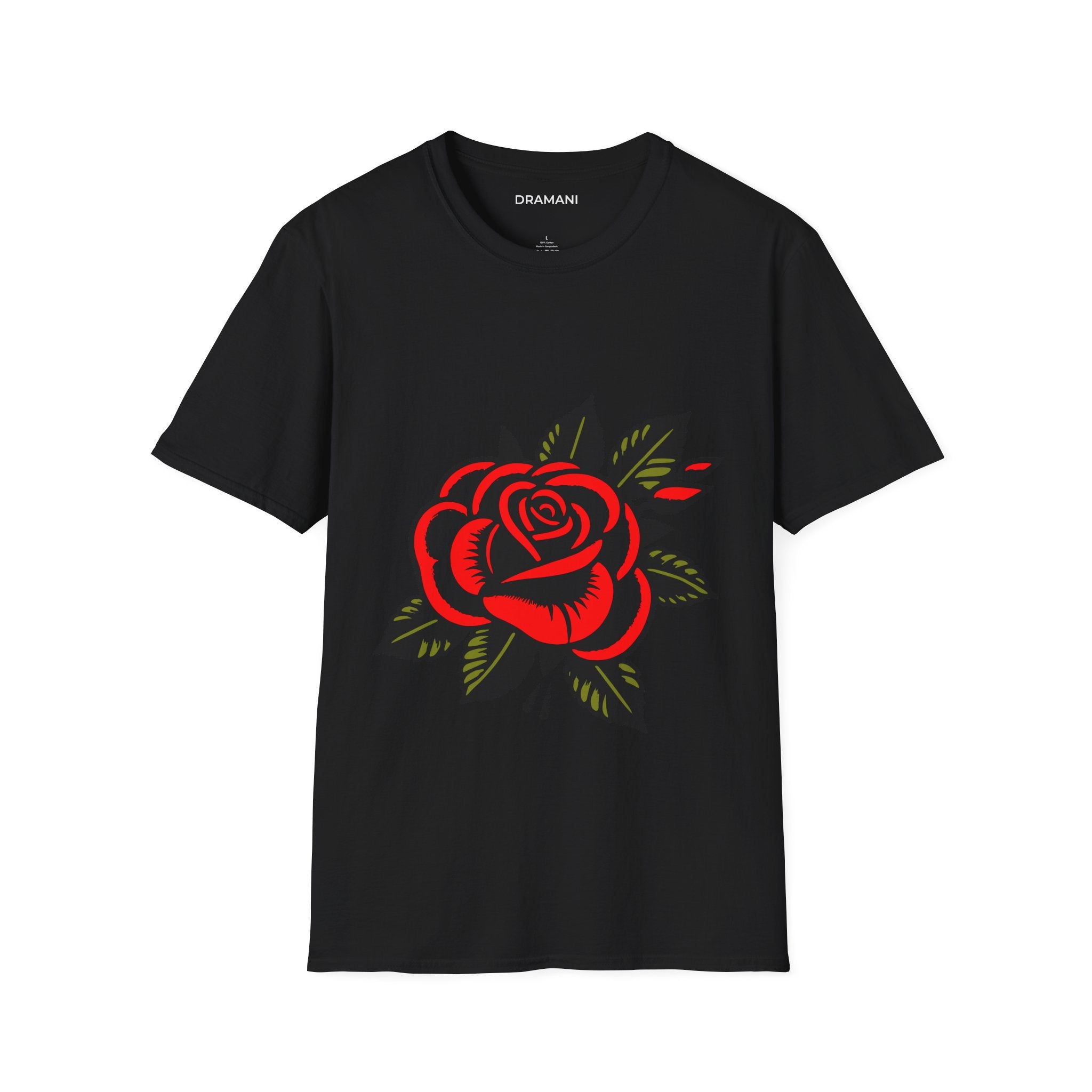 Red Rose Graphic T-Shirt | Minimal Tattoo Style Rose Tee | Classic Floral Streetwear
