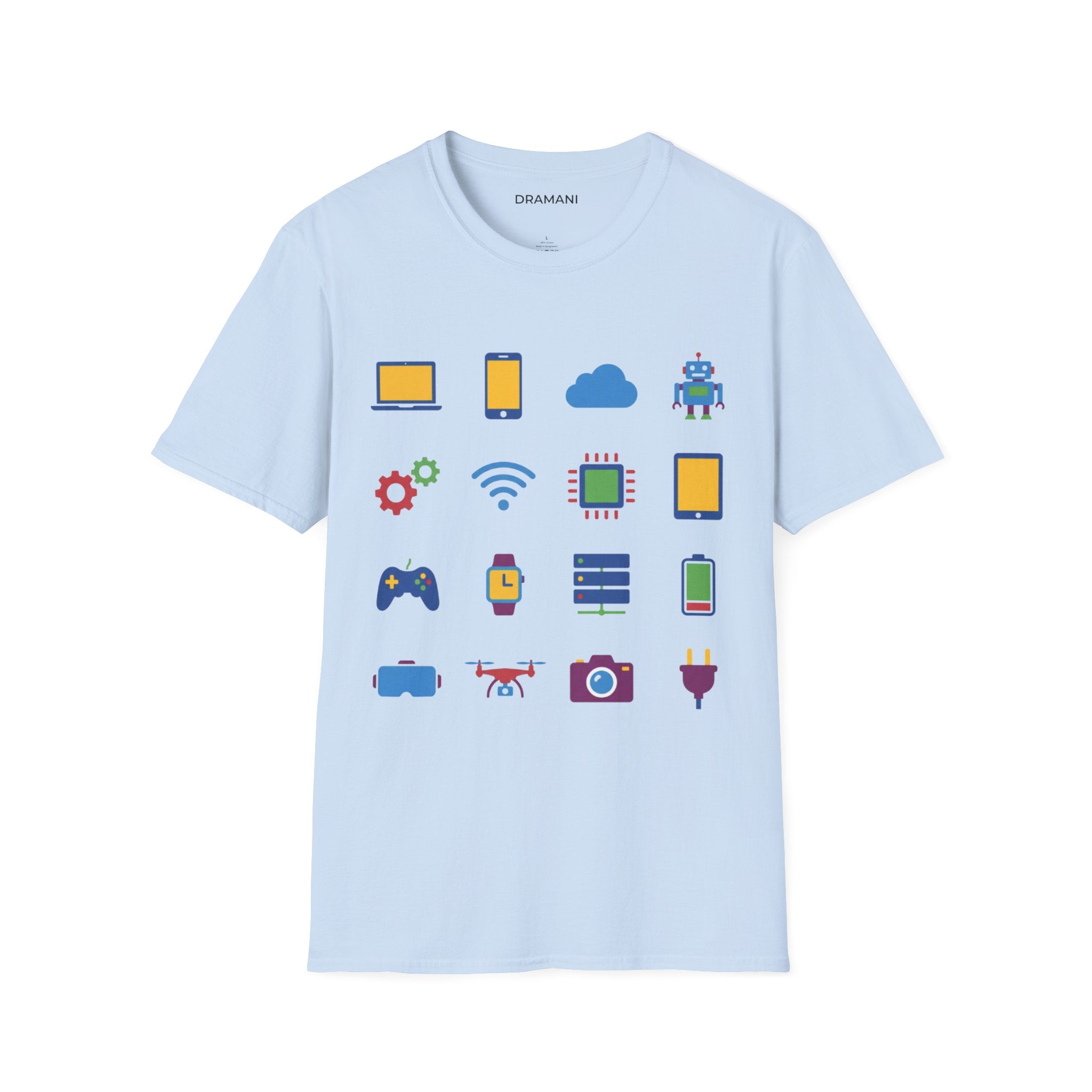 Tech Icons Graphic T-Shirt | Digital Lifestyle Tee | Minimal Technology Design