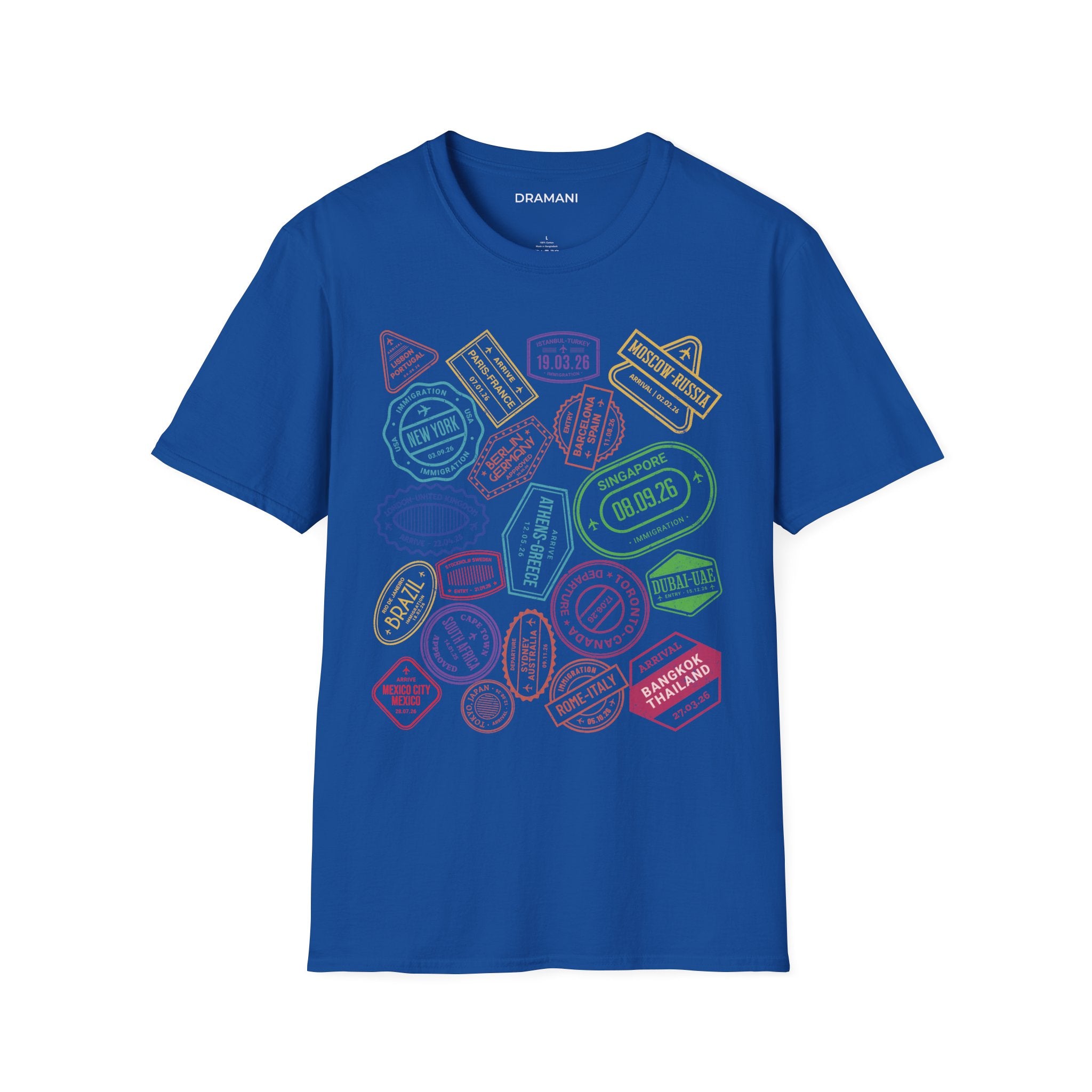 Passport Stamp Travel T-Shirt | Front & Back Adventure Graphic Tee