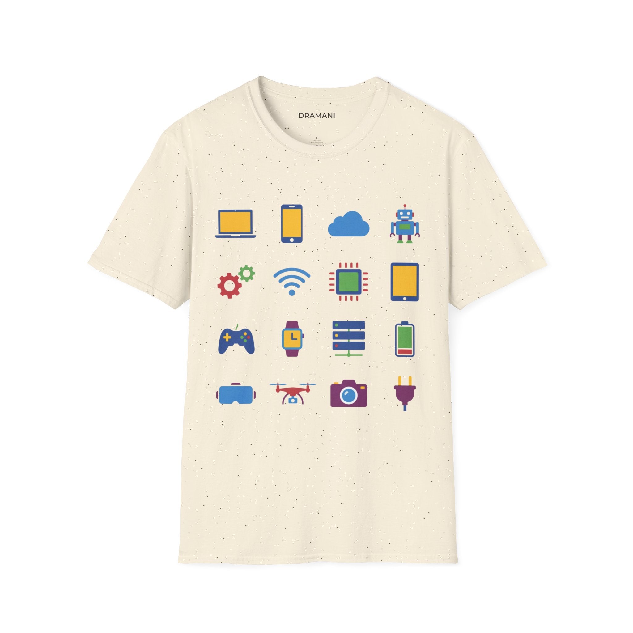 Tech Icons Graphic T-Shirt | Digital Lifestyle Tee | Minimal Technology Design