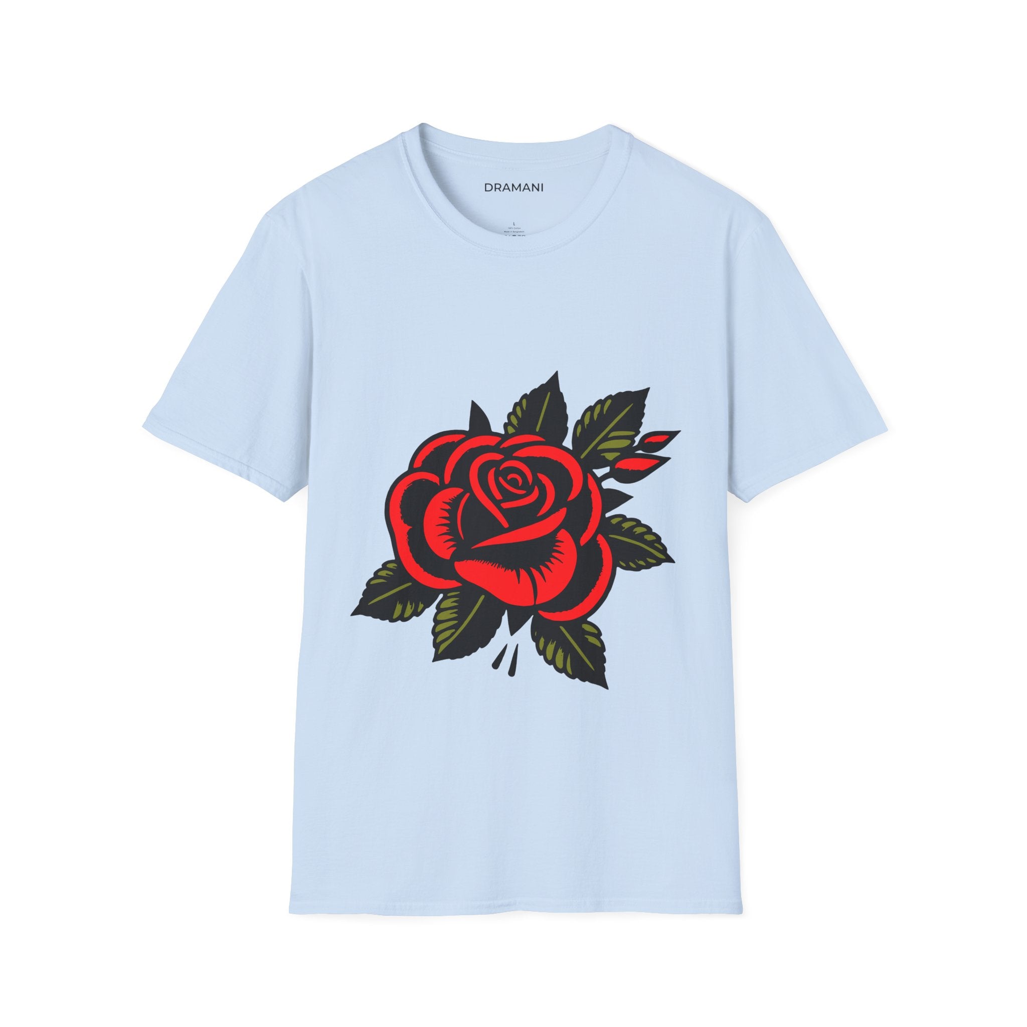 Red Rose Graphic T-Shirt | Minimal Tattoo Style Rose Tee | Classic Floral Streetwear
