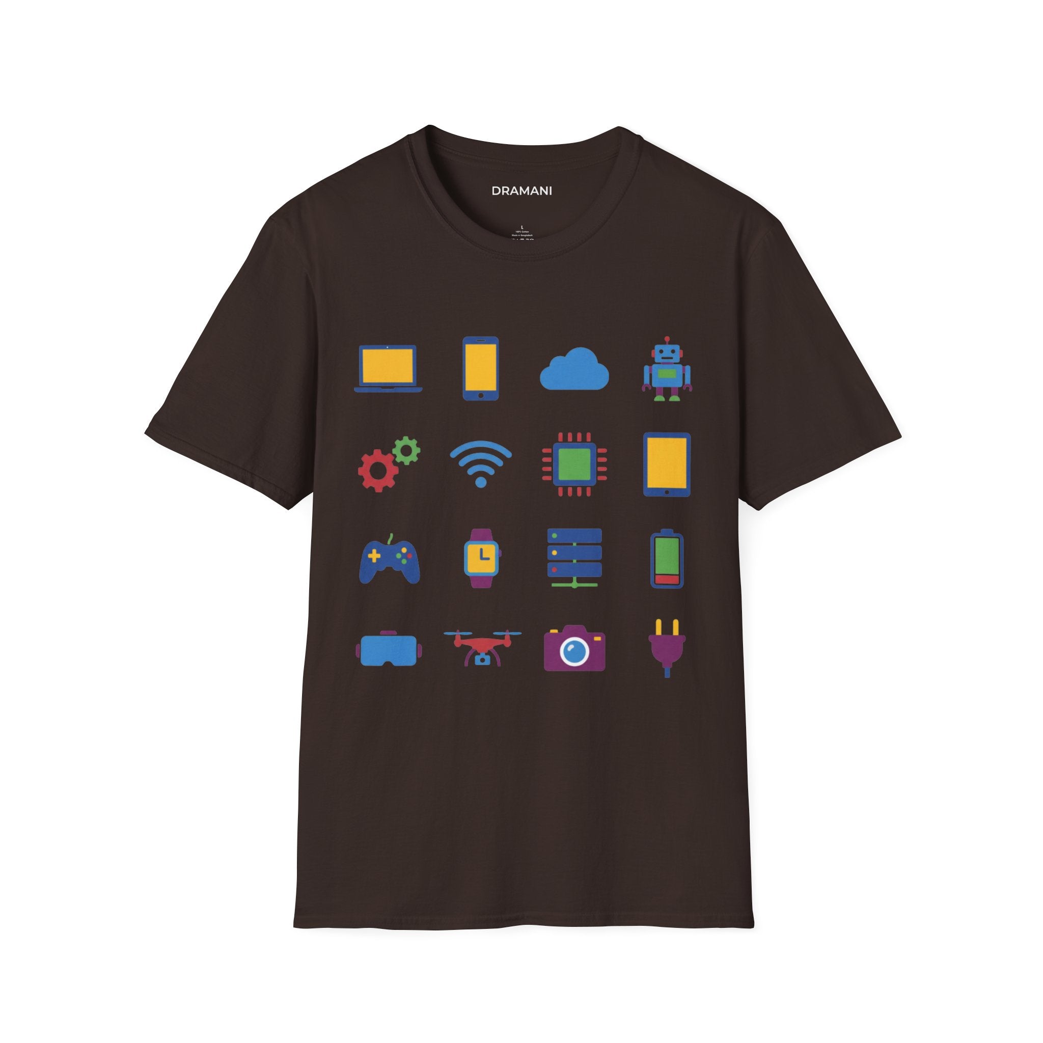 Tech Icons Graphic T-Shirt | Digital Lifestyle Tee | Minimal Technology Design