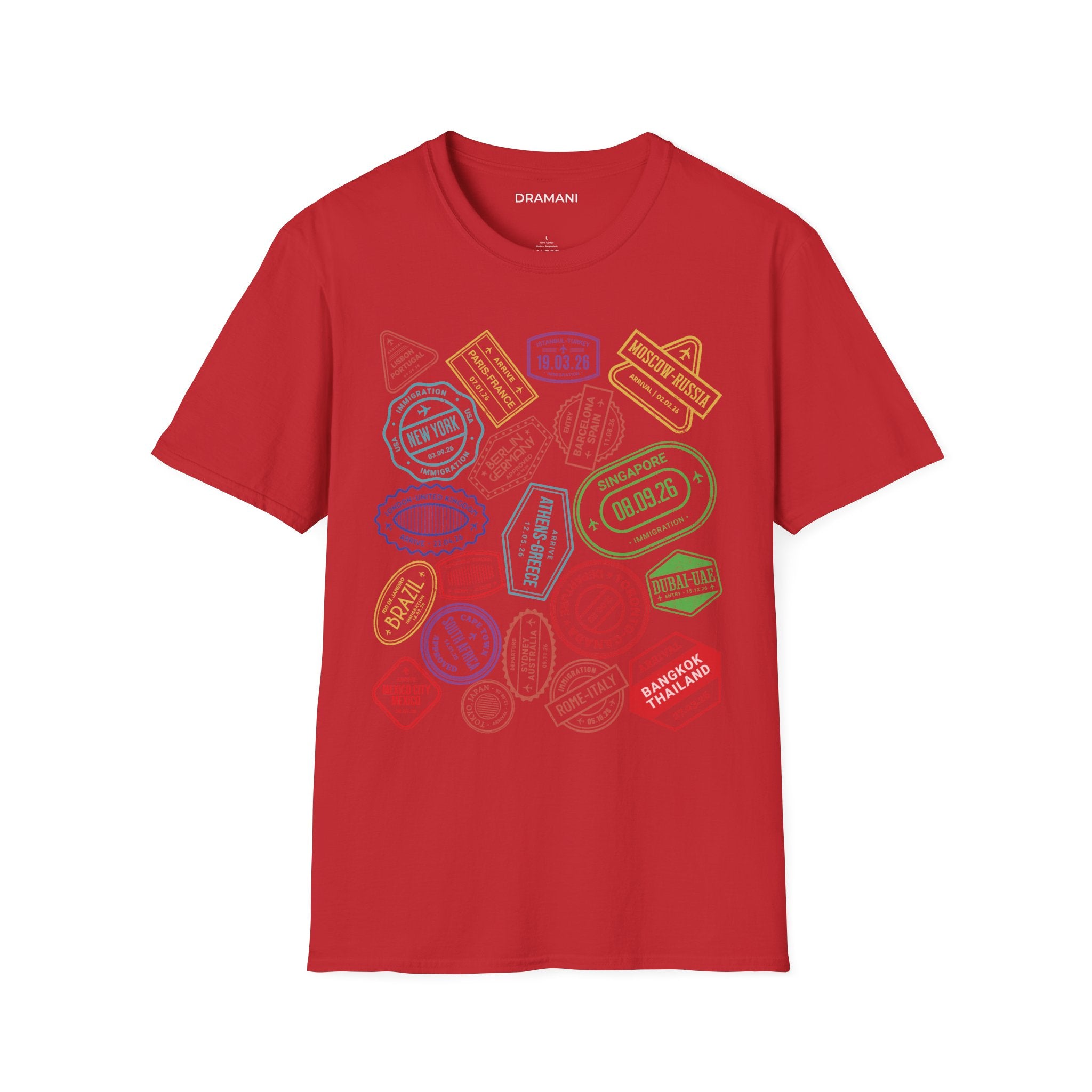 Passport Stamp Travel T-Shirt | Front & Back Adventure Graphic Tee