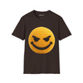 Evil Smiley Face Graphic T-Shirt | Crochet Texture Emoji Tee | Edgy Streetwear Shirt