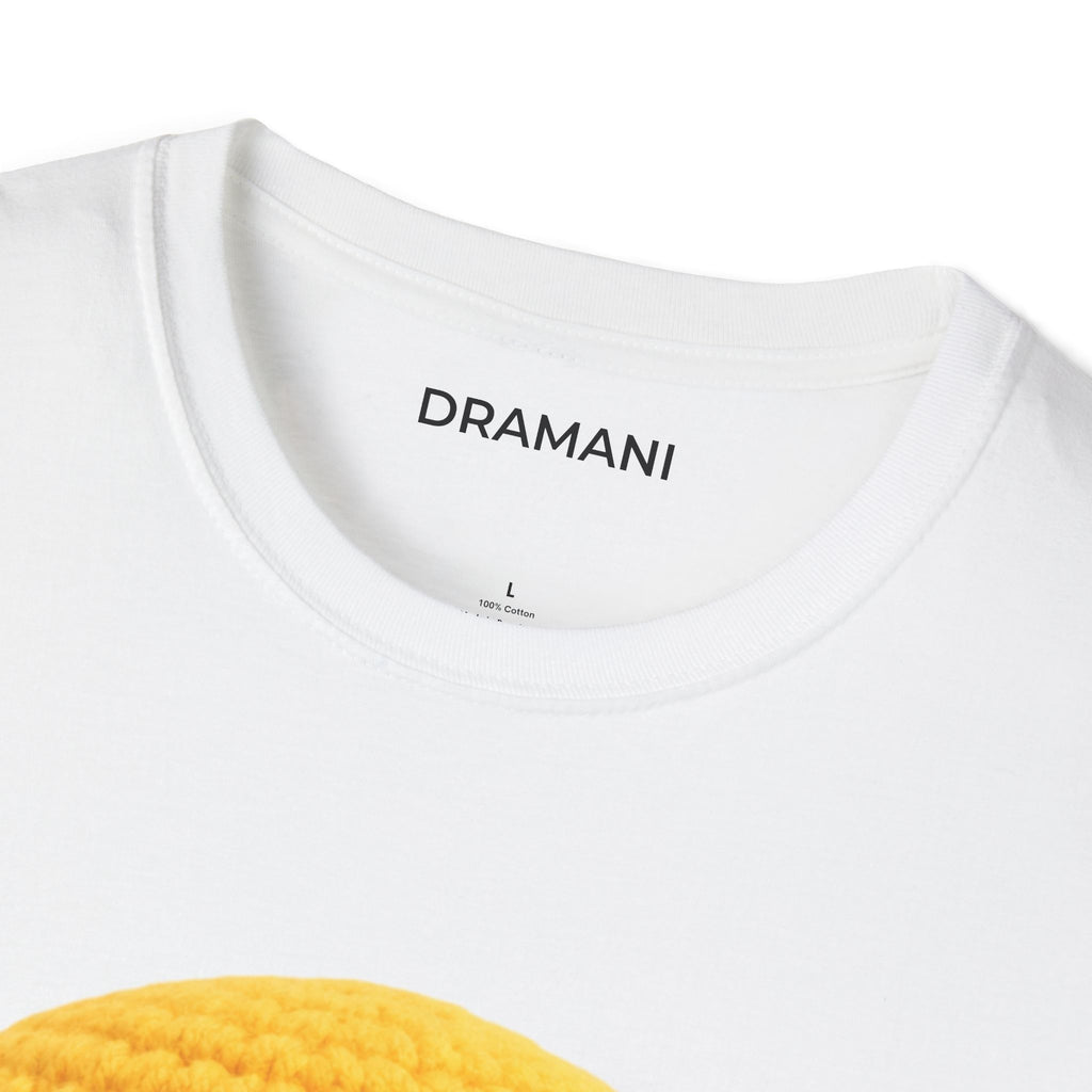 Evil Smiley Face Graphic T-Shirt | Crochet Texture Emoji Tee | Edgy Streetwear Shirt