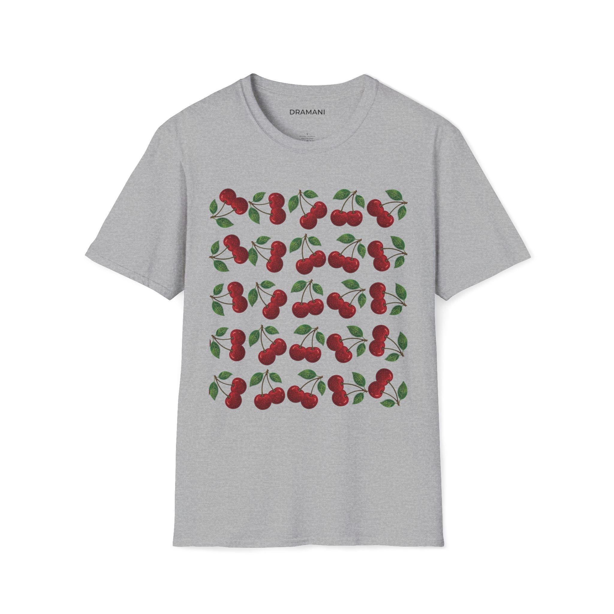 Cherry Pattern Graphic T-Shirt | Aesthetic Fruit Print Tee | Minimal Cute Streetwear