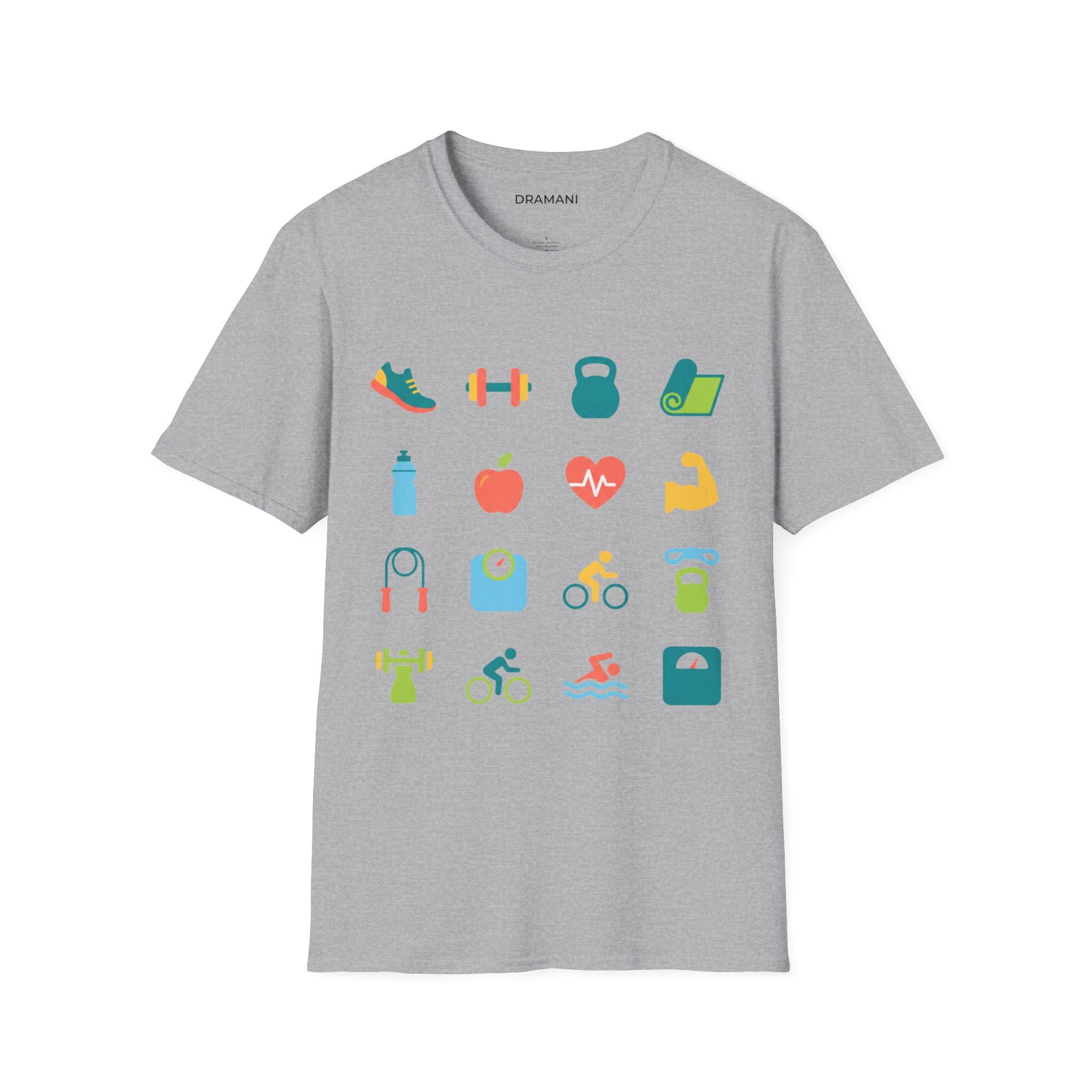 Fitness Icons Graphic T-Shirt | Gym & Health Lifestyle Tee | Workout Motivation Shirt