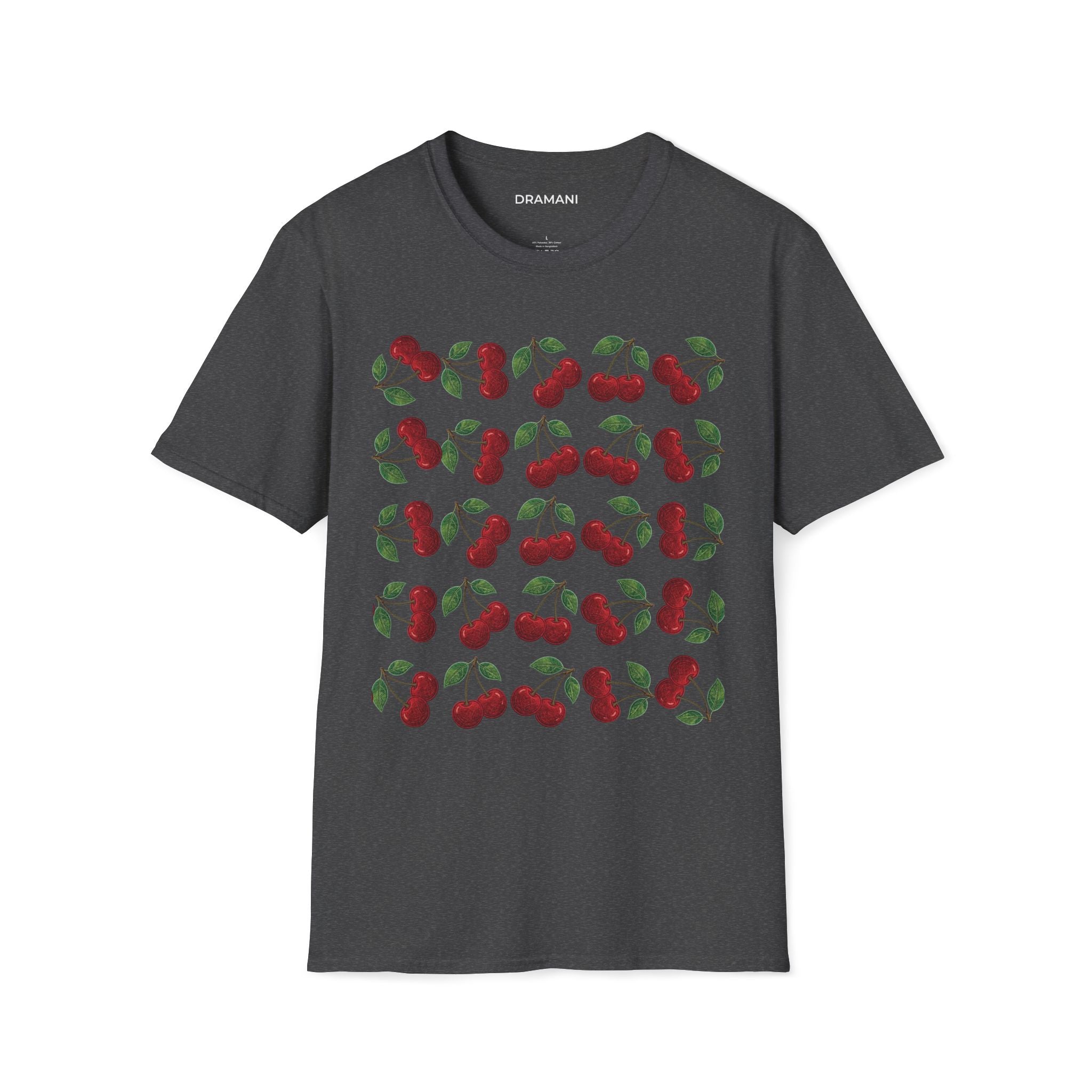Cherry Pattern Graphic T-Shirt | Aesthetic Fruit Print Tee | Minimal Cute Streetwear