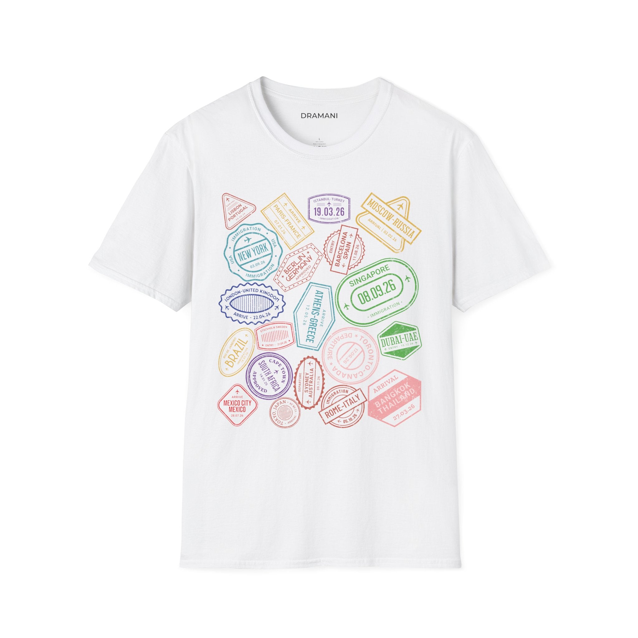 Passport Stamp Travel T-Shirt | Front & Back Adventure Graphic Tee