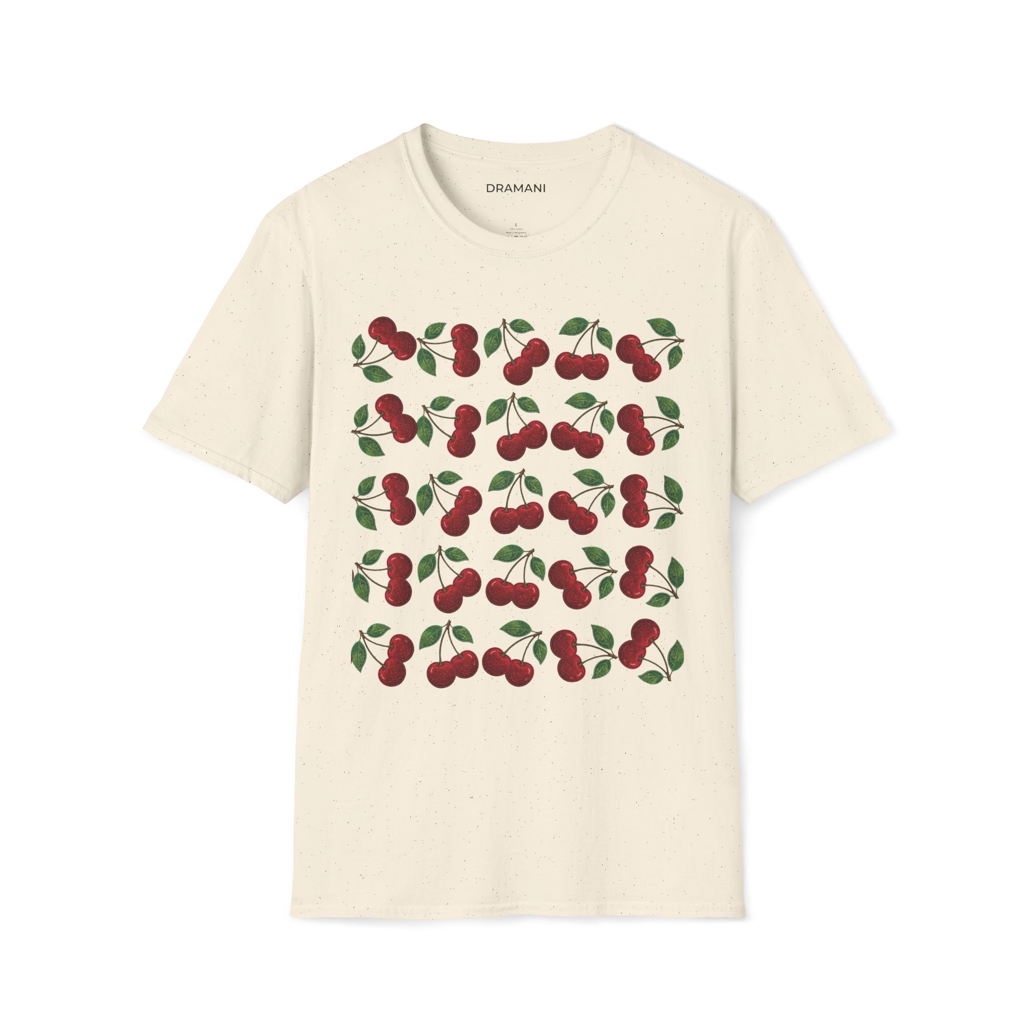 Cherry Pattern Graphic T-Shirt | Aesthetic Fruit Print Tee | Minimal Cute Streetwear