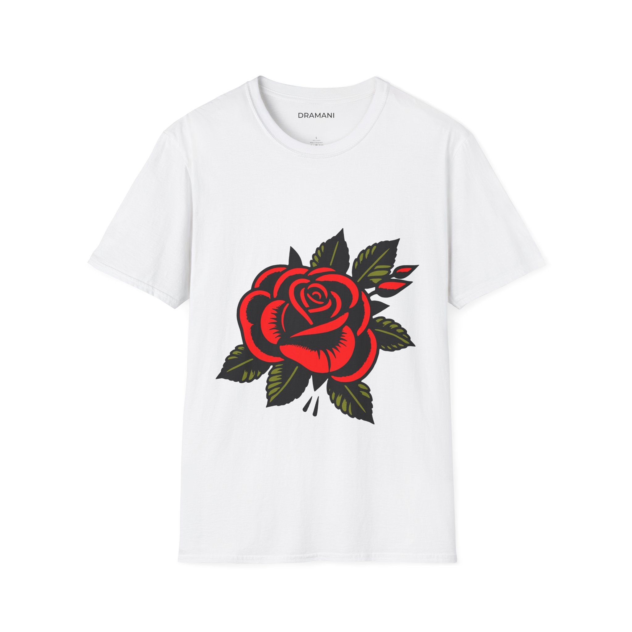 Red Rose Graphic T-Shirt | Minimal Tattoo Style Rose Tee | Classic Floral Streetwear