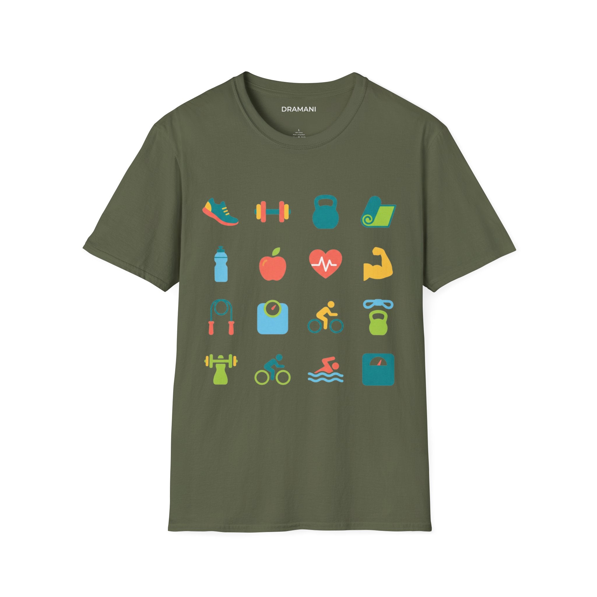 Fitness Icons Graphic T-Shirt | Gym & Health Lifestyle Tee | Workout Motivation Shirt